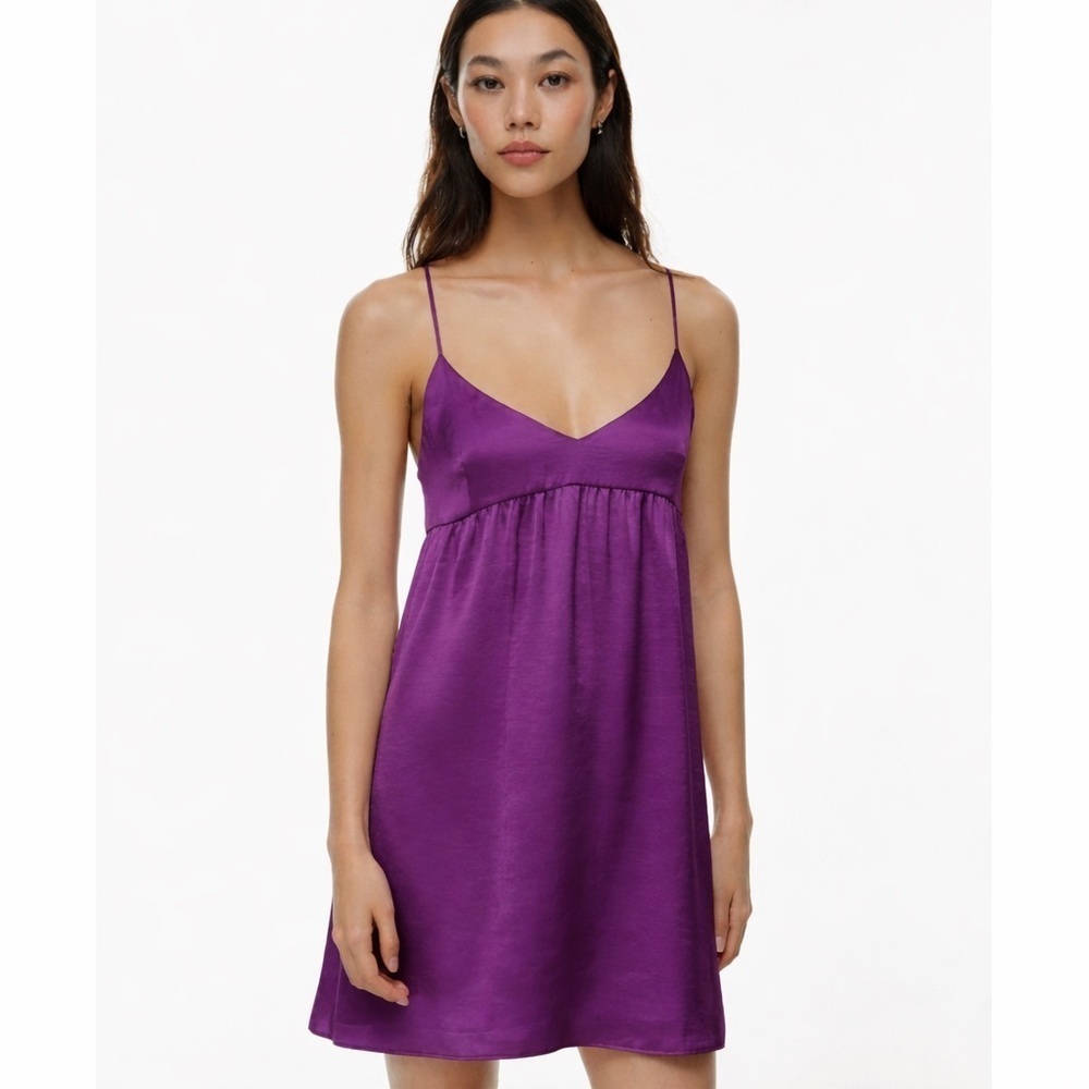 Aritza Wilfred PURPLE Lover Satin Babydoll Mini slip Dress Size XL Y2K Coquette